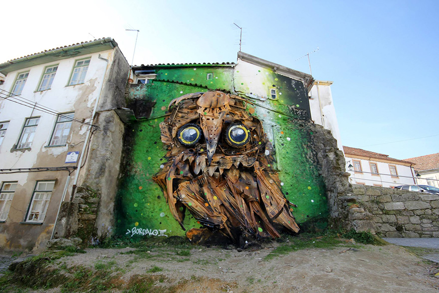 Artur Bordalo street art búho