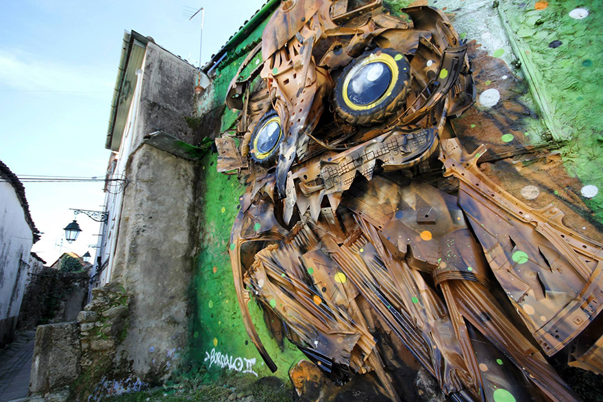 Artur Bordalo street art búho