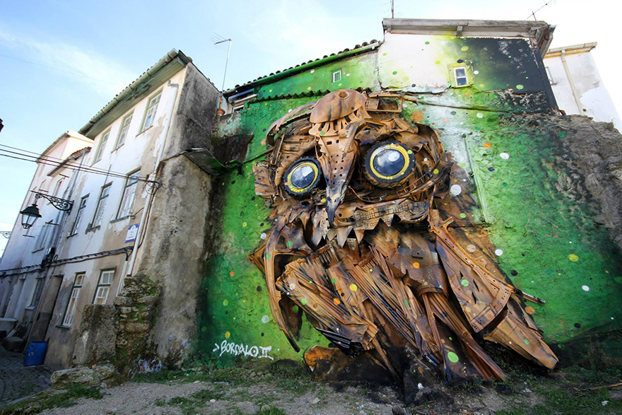 Artur Bordalo street art búho