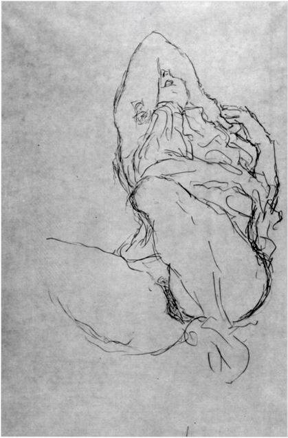 Dibujo de Gustav Klimt, mujer desnuda