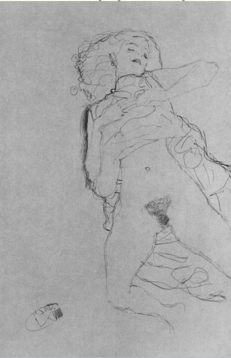 Dibujo de Gustav Klimt, mujer desnuda