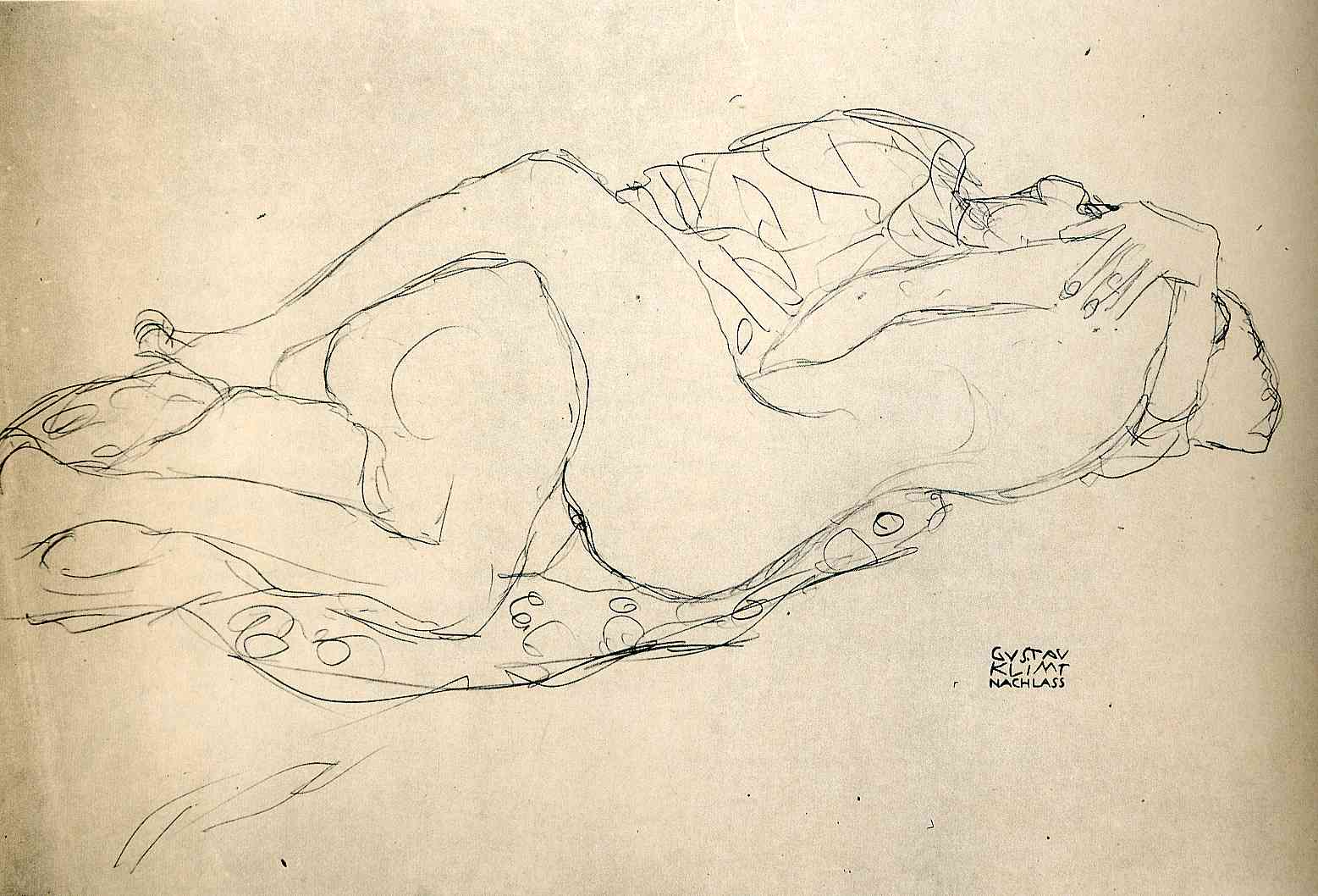 Dibujo de Gustav Klimt, mujer desnuda