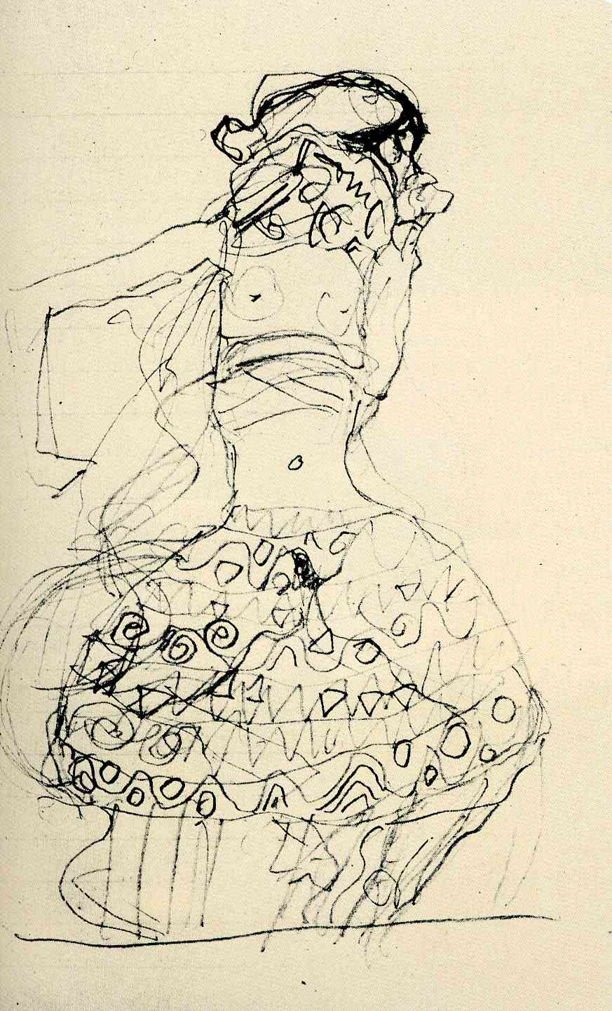 Dibujo de Gustav Klimt, mujer desnuda