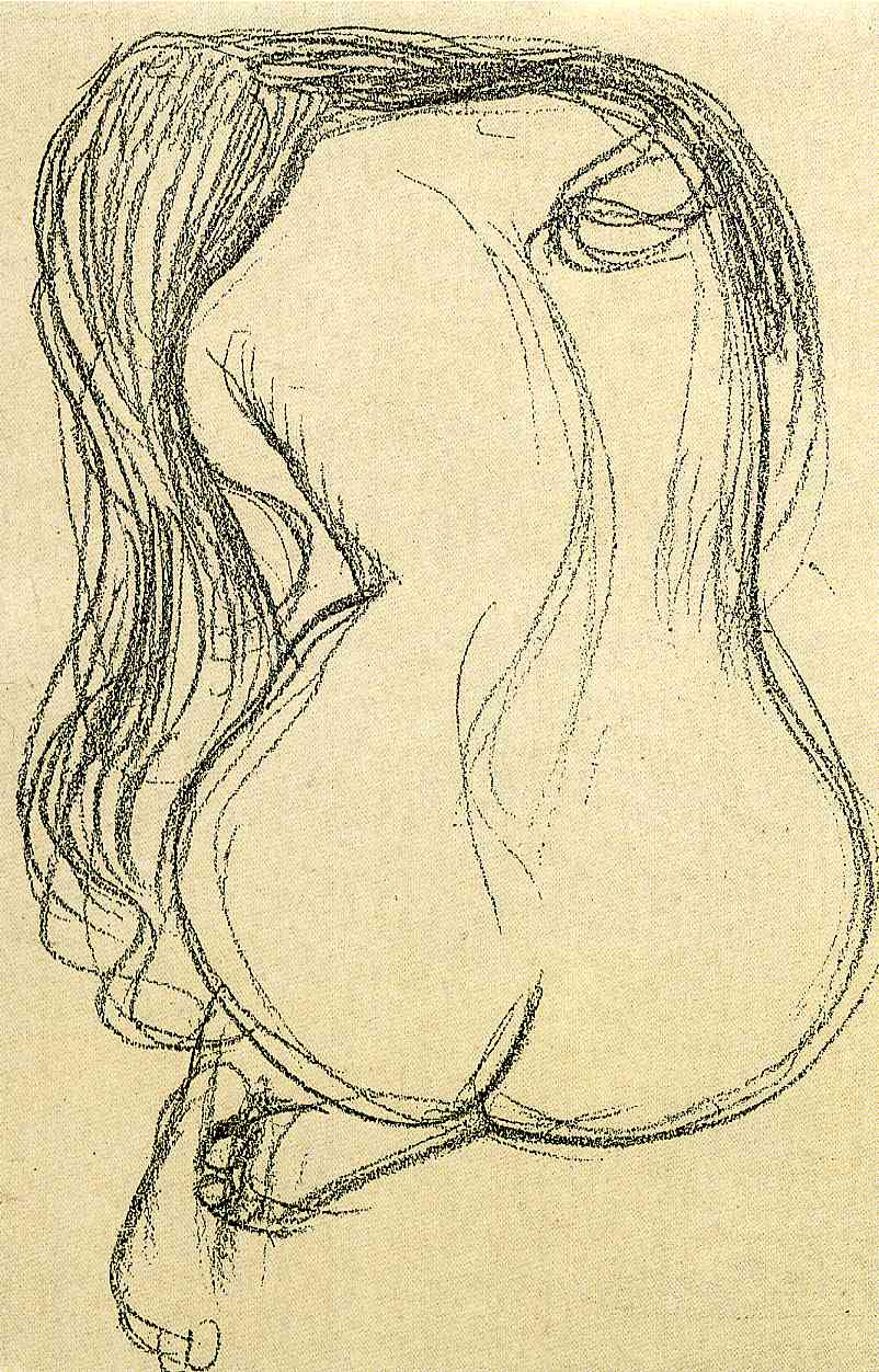Dibujo de Gustav Klimt, mujer desnuda