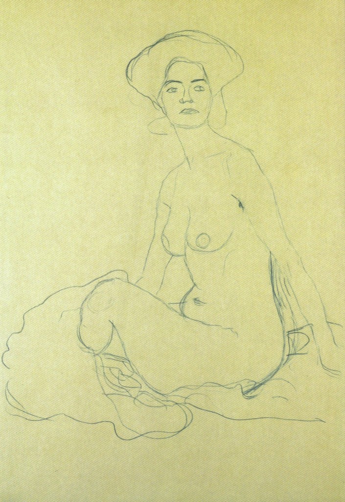 Dibujo de Gustav Klimt, mujer desnuda