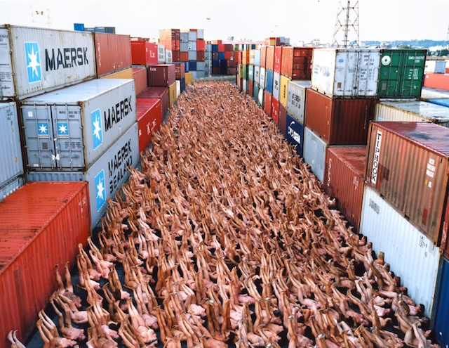 Fotografía de Spencer Tunick en una de sus instalaciones.