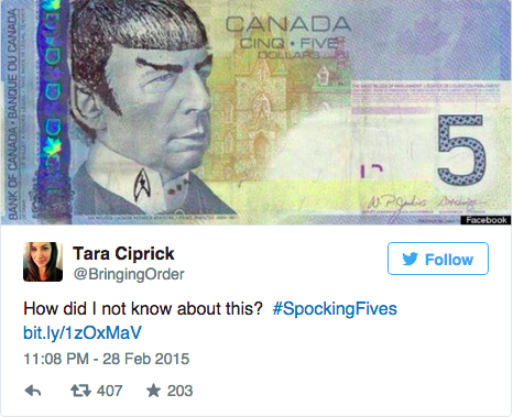 Star Trek billete Canada Spock2