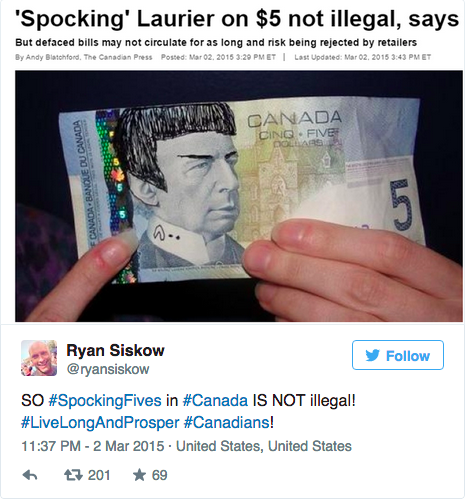 Star Trek billete Canada Spock4
