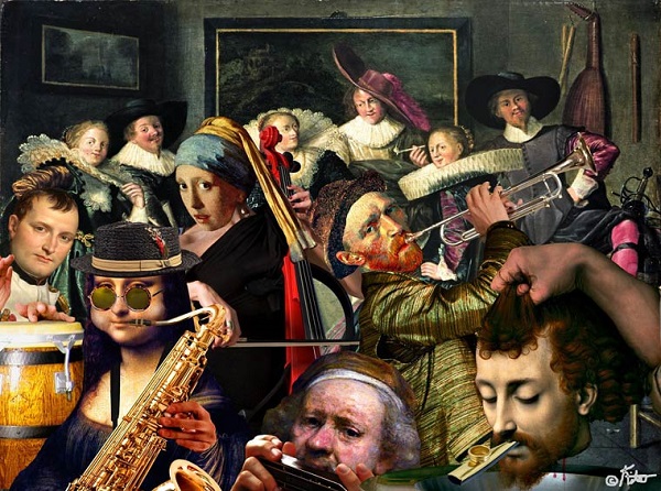Barry Kite collage humor pintura clasica3