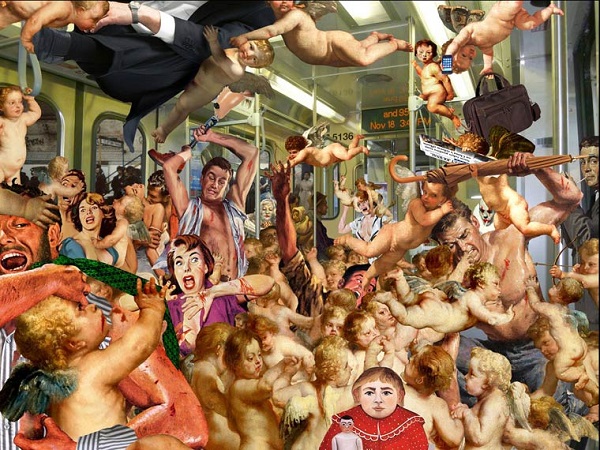 Barry Kite collage humor pintura clasica6