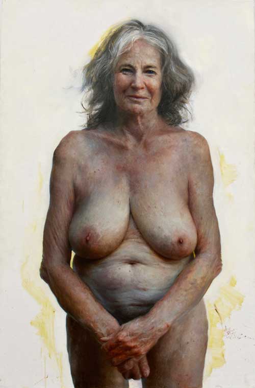 Pintura de mujer mayores desnuda por la pintora Aleah Chapin