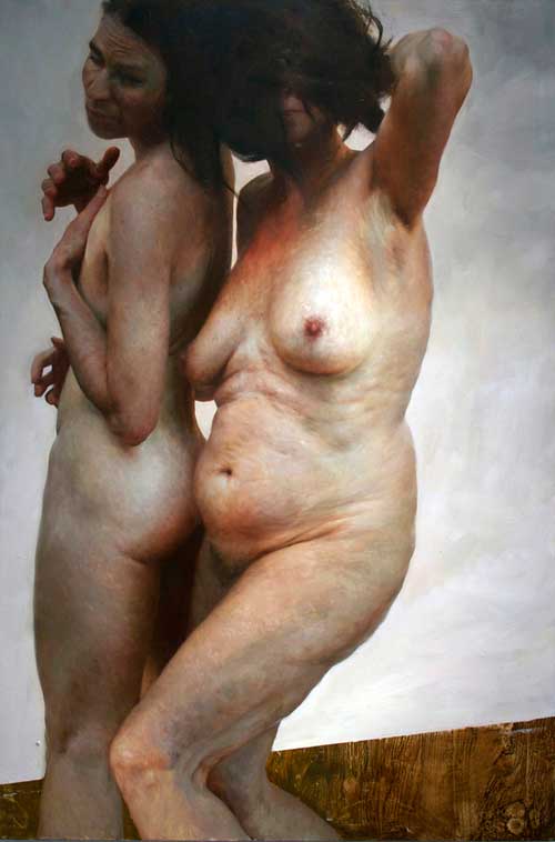 Pintura de dos mujere desnudas por la pintora Aleah Chapin