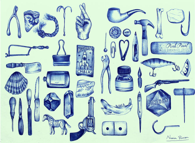 Ilustraciones a bolígrafo de Nuria Riaza