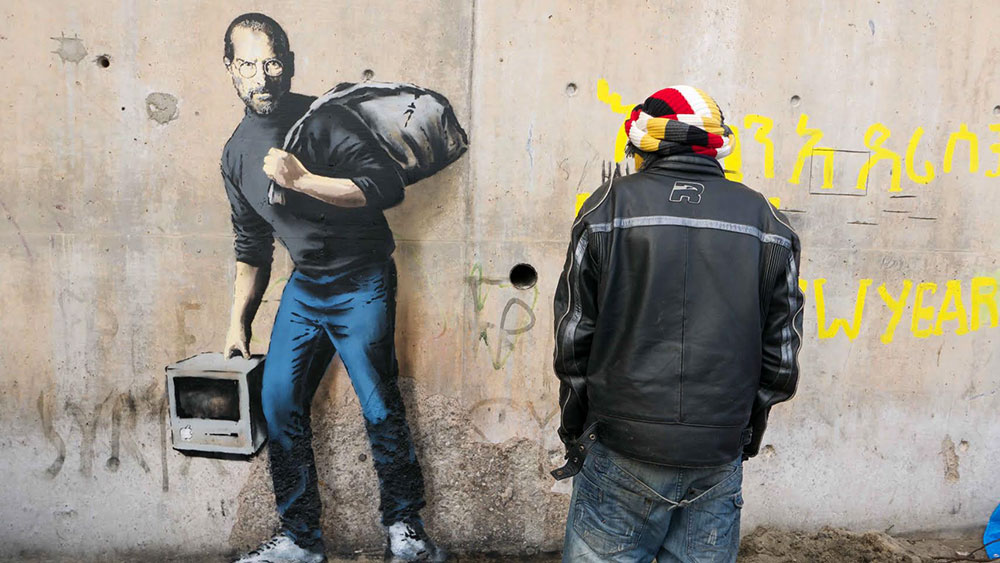 Banksy Syria migrant steve jobs