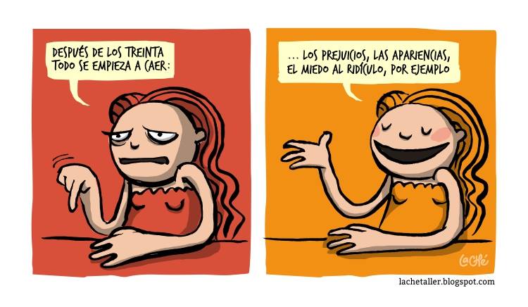 Ilustración de la ilustradora colombiana La Ché, Cecilia Ramos, humor, viñetas