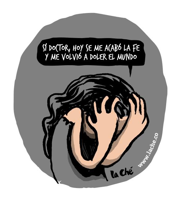 Ilustración de la ilustradora colombiana La Ché, Cecilia Ramos, humor, viñetas