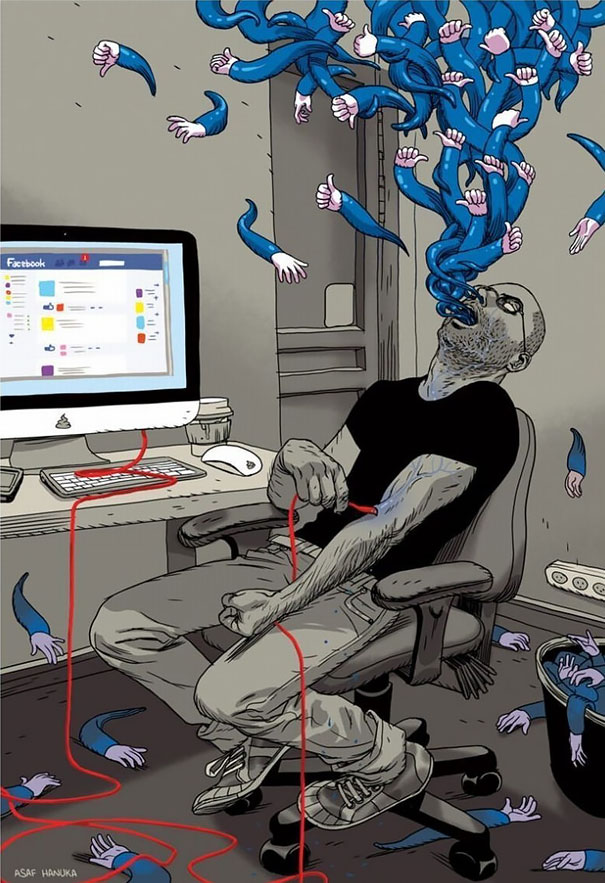 Satirical Illustrations Addiction to Technology10