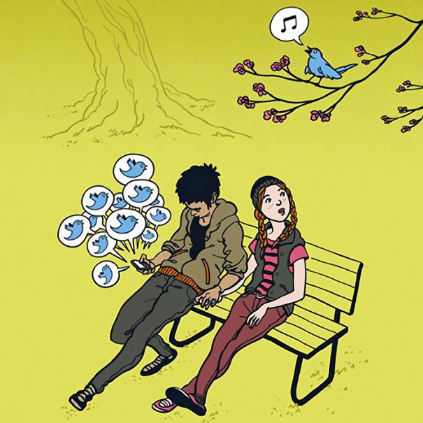 Satirical Illustrations Addiction to Technology13