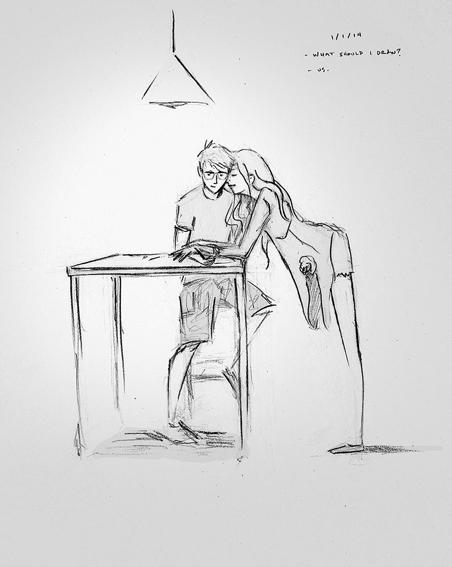 365 days drawing challenge love illustrations marriage curtis wiklund11