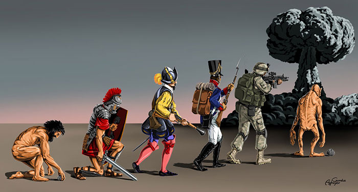 Darwin Evolution satirical illustration10