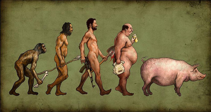 Darwin Evolution satirical illustration8
