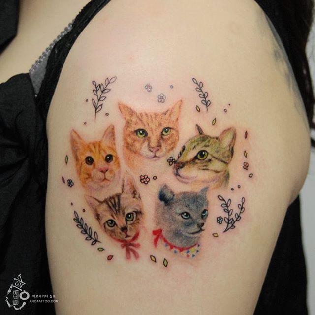 Floral color watercolor Tattoo Aro10