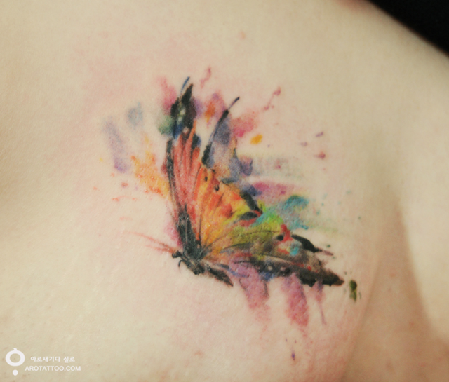 Floral color watercolor Tattoo Aro9