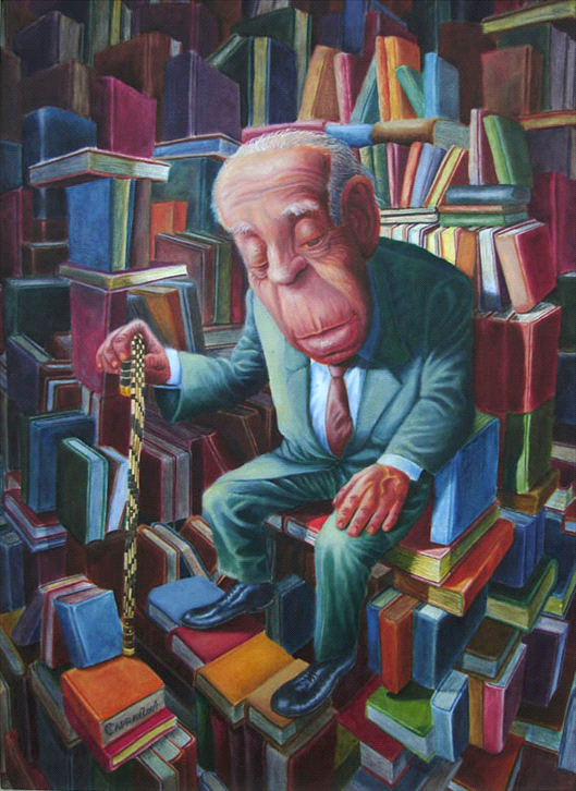 caricatura de Jorge Luis Borges
