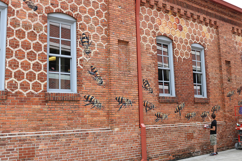 Matthew Willey arte urbano mural abeja