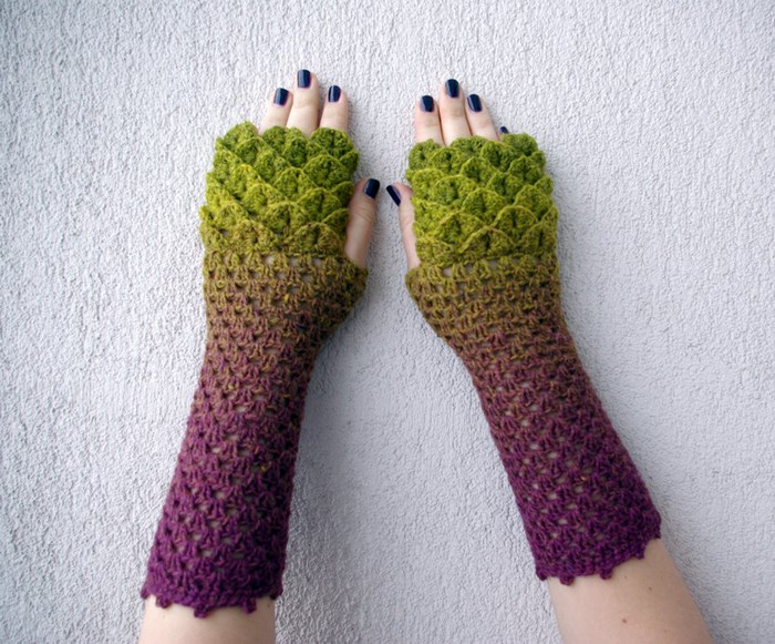 guantes de ganchillo dragon 3