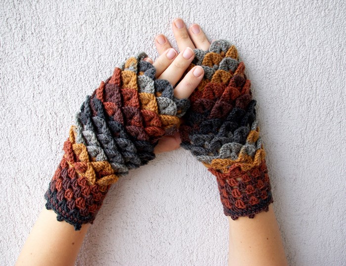 guantes de ganchillo dragon 8