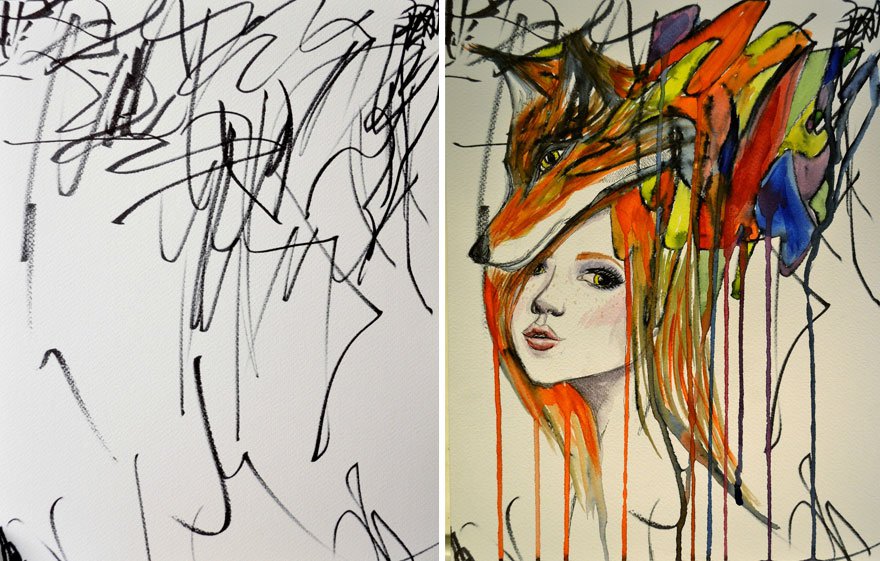 Ruth Oosterman garabatos en pinturas