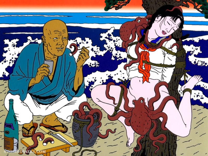 Toshio Saeki, ilustraciones, pinturas eróticas