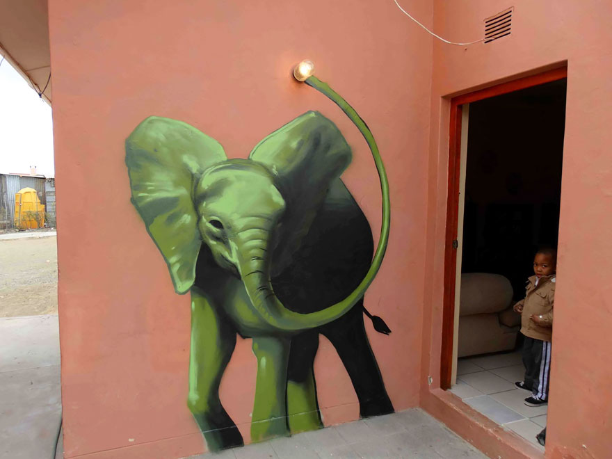 arte urbano Falko elefante 3
