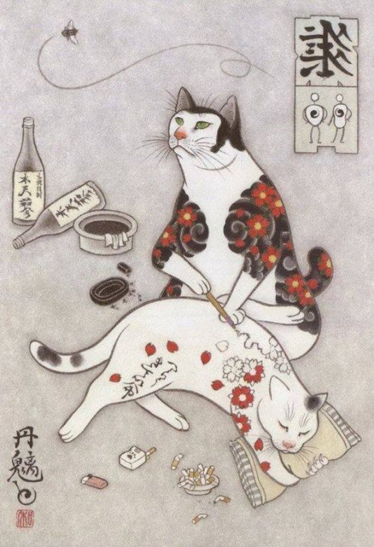 Kazuaki Horitomo gatos tatuados