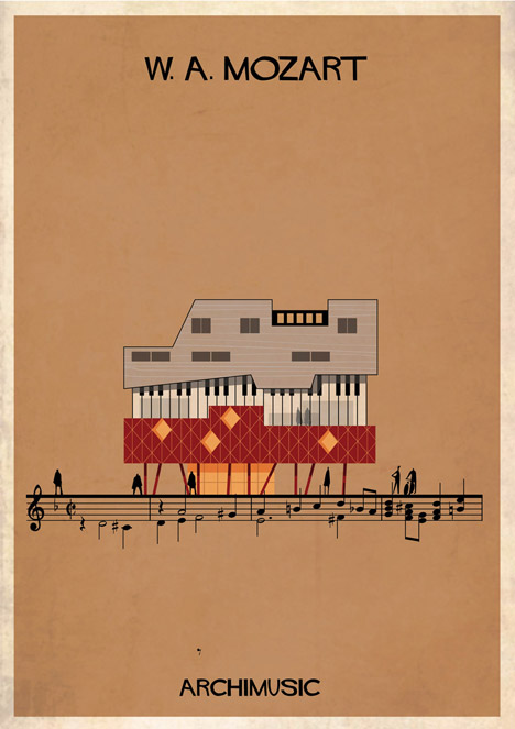 Serie de ilustraciones Archimusic de Federico Babina
