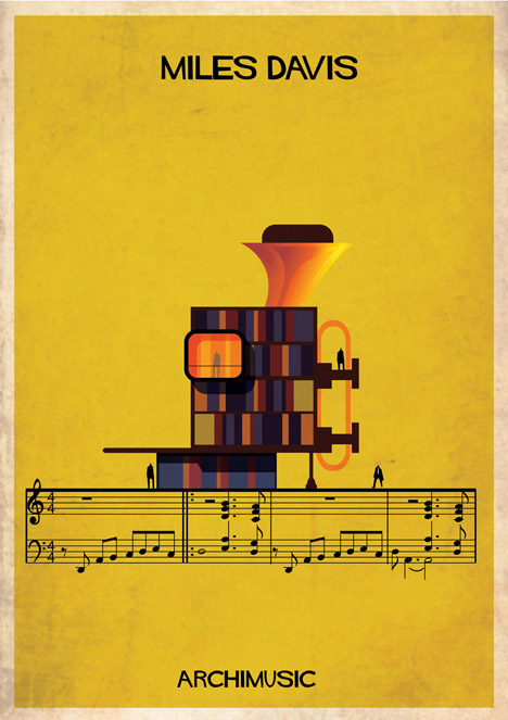 Serie de ilustraciones Archimusic de Federico Babina