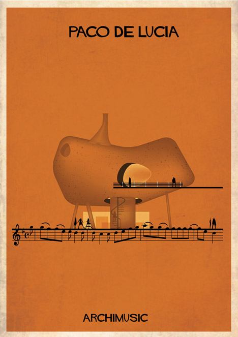 Serie de ilustraciones Archimusic de Federico Babina