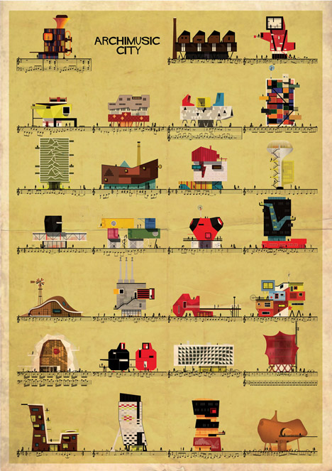 Serie de ilustraciones Archimusic de Federico Babina