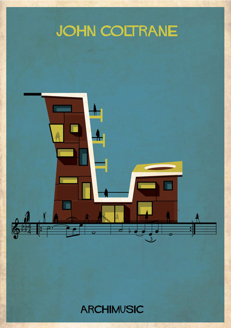 Serie de ilustraciones Archimusic de Federico Babina