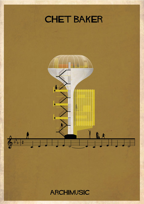 Serie de ilustraciones Archimusic de Federico Babina