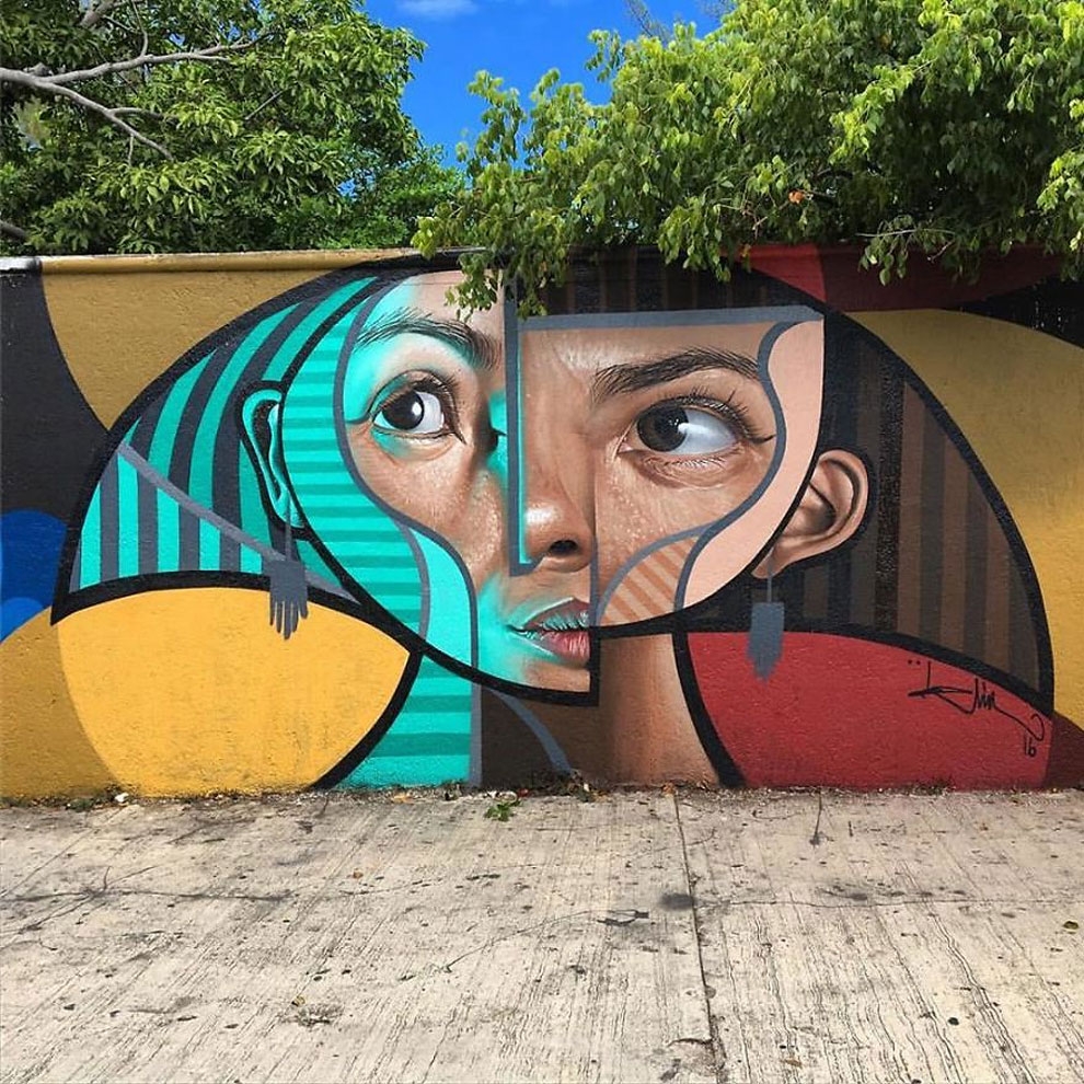 Un artista urbano español crea murales inspirados en Picasso que combinan el cubismo con el realismo