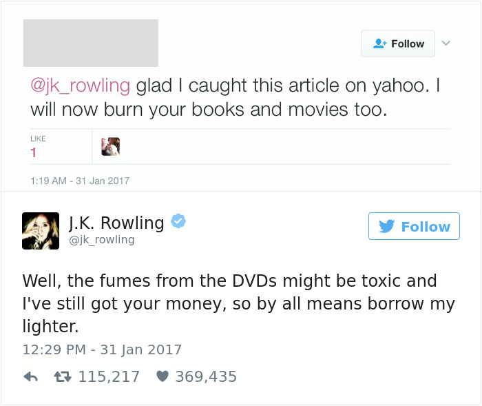 J. K. Rowling Twitter trolls haters respuestas
