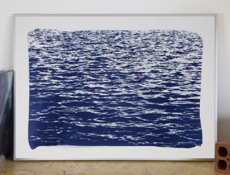 cianotipia original blue sea waves edicion limitada