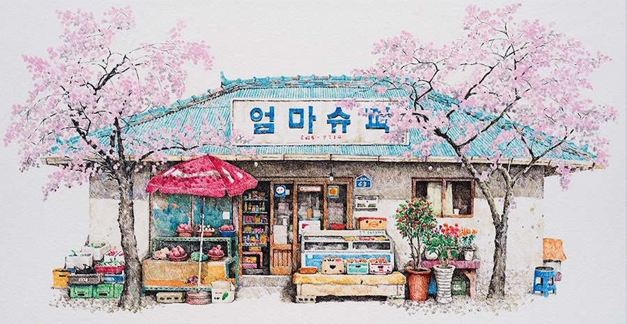 Me Kyeoung Lee dibujos tiendas corea del sur