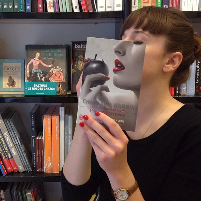 libreria montaje con libros humor