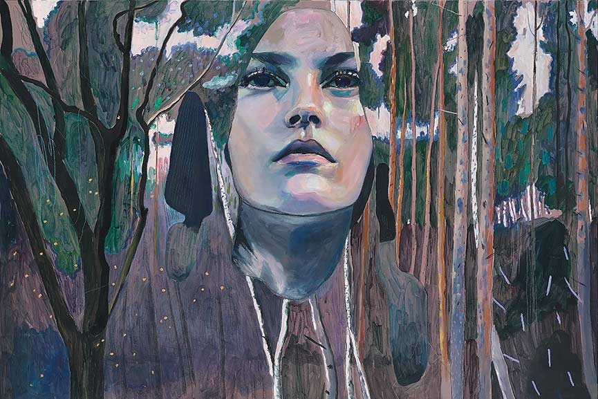 Alexandra Levasseur Interferences mixed media on paper mounted on wood panel. Image courtesy of artist and Galerie C.O.A 865x577