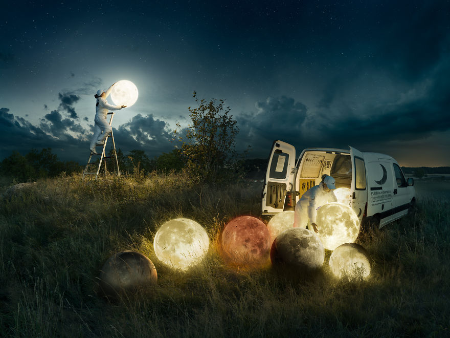 Servicio de luna llena Erik Johansson photoshop