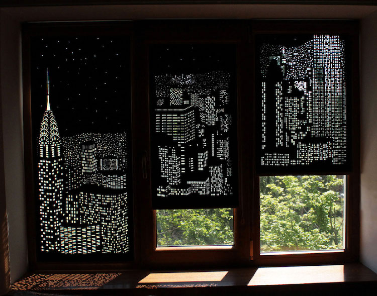 creativas cortinas opacas HoleRoll 6