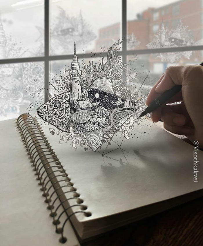 Visoth Kakvei ilustraciones ilusiones opticas 16